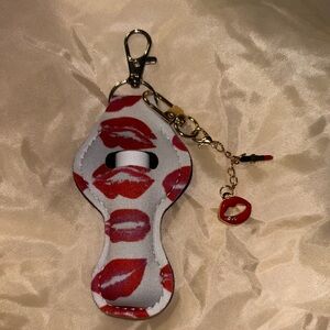 Lip Print Keychain chapstick holder with charm and chapstick